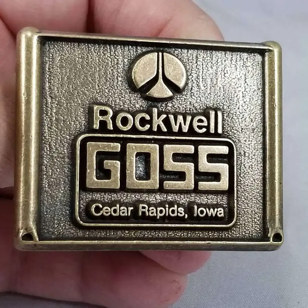 Rockwell Goss Cedar Rapids Iowa Belt Buckle Made‎ in USA Vintage